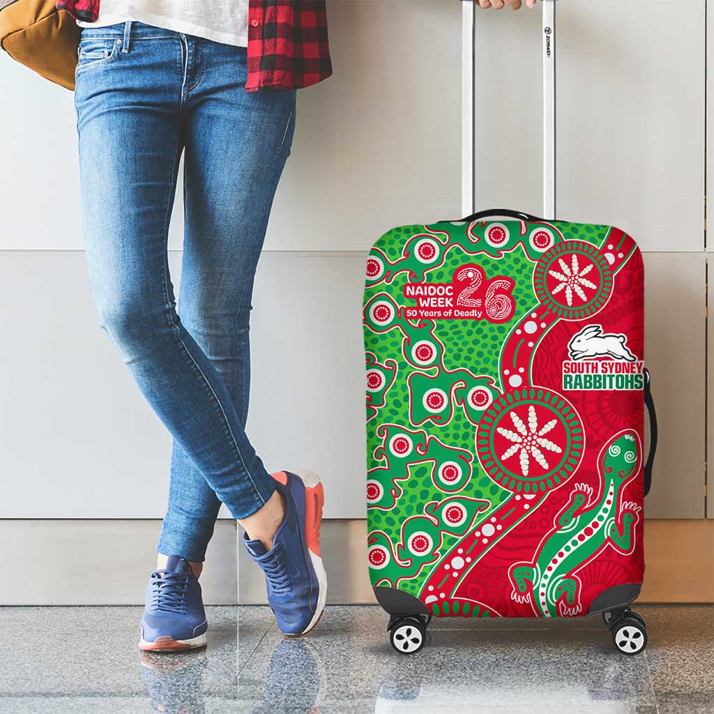 South Sydney Rabbitohs NAIDOC Week 2026 Luggage Cover Aboriginal Lizard Dot Painting - 50 Years of Deadly