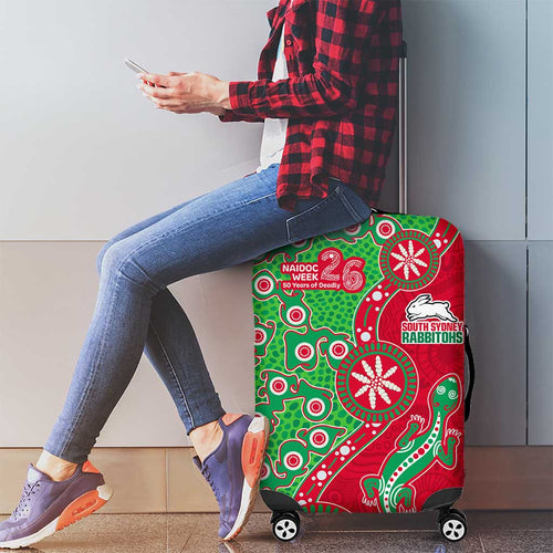 South Sydney Rabbitohs NAIDOC Week 2026 Luggage Cover Aboriginal Lizard Dot Painting - 50 Years of Deadly