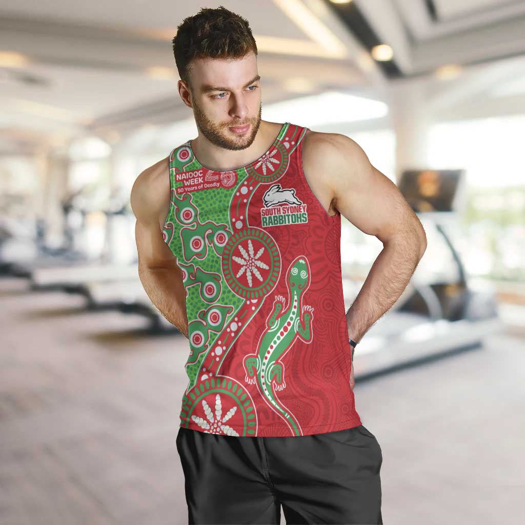 South Sydney Rabbitohs NAIDOC Week 2026 Men Tank Top Aboriginal Lizard Dot Painting - 50 Years of Deadly