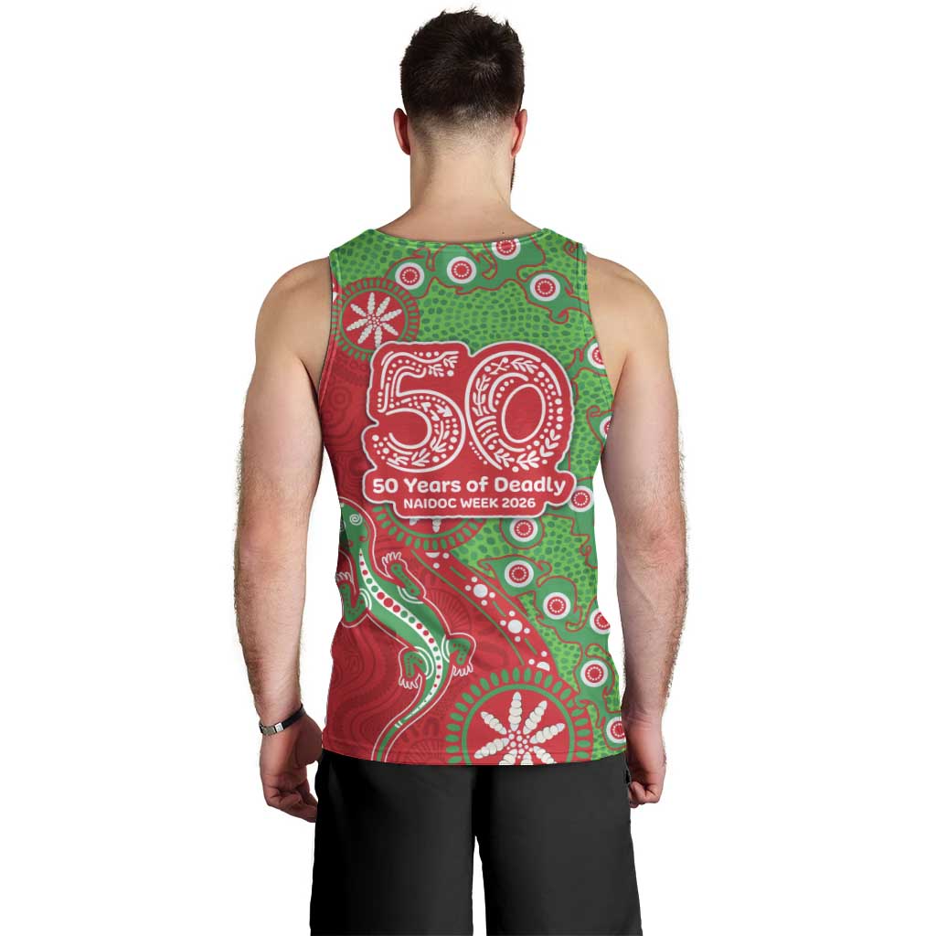 South Sydney Rabbitohs NAIDOC Week 2026 Men Tank Top Aboriginal Lizard Dot Painting - 50 Years of Deadly