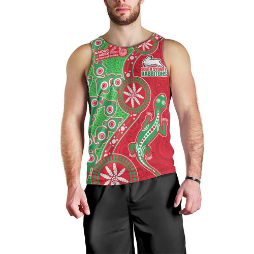 South Sydney Rabbitohs NAIDOC Week 2026 Men Tank Top Aboriginal Lizard Dot Painting - 50 Years of Deadly