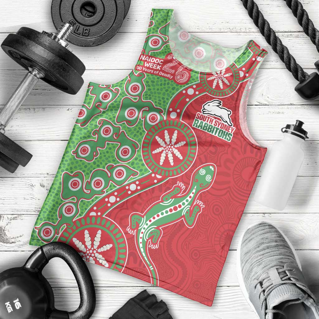South Sydney Rabbitohs NAIDOC Week 2026 Men Tank Top Aboriginal Lizard Dot Painting - 50 Years of Deadly