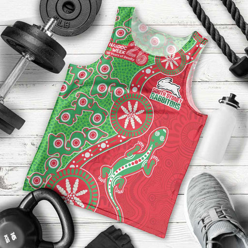 South Sydney Rabbitohs NAIDOC Week 2026 Men Tank Top Aboriginal Lizard Dot Painting - 50 Years of Deadly