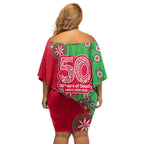 South Sydney Rabbitohs NAIDOC Week 2026 Off Shoulder Short Dress Aboriginal Lizard Dot Painting - 50 Years of Deadly