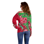 South Sydney Rabbitohs NAIDOC Week 2026 Off Shoulder Sweater Aboriginal Lizard Dot Painting - 50 Years of Deadly