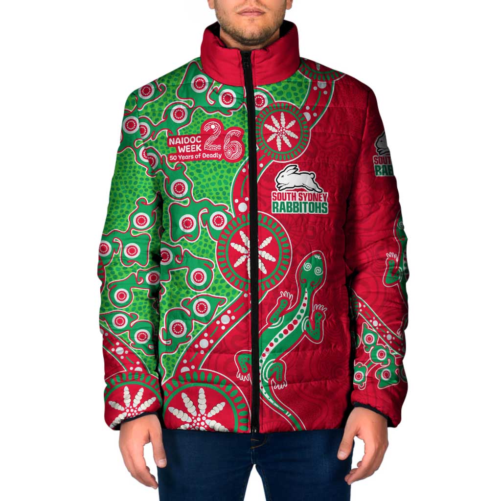South Sydney Rabbitohs NAIDOC Week 2026 Padded Jacket Aboriginal Lizard Dot Painting - 50 Years of Deadly