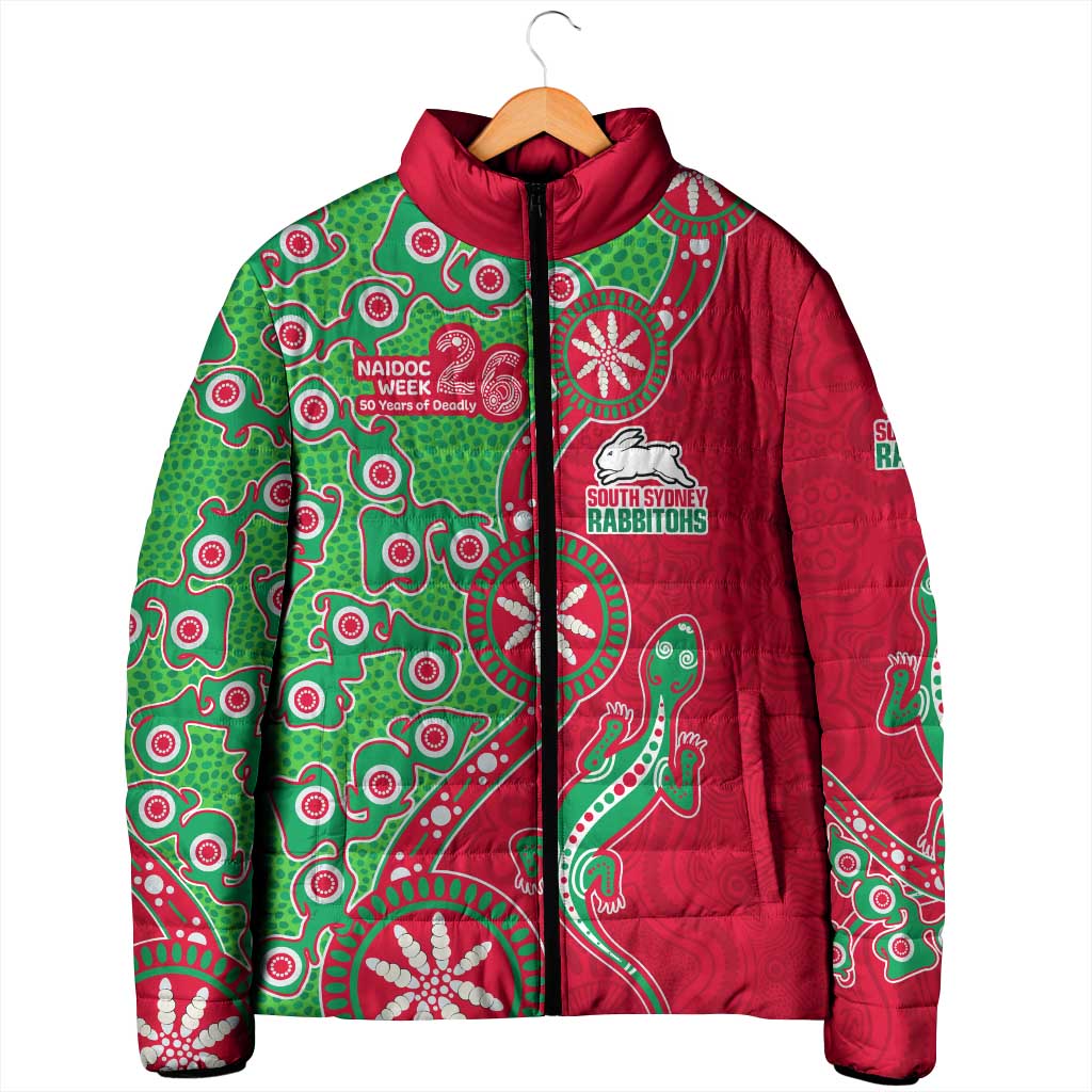 South Sydney Rabbitohs NAIDOC Week 2026 Padded Jacket Aboriginal Lizard Dot Painting - 50 Years of Deadly