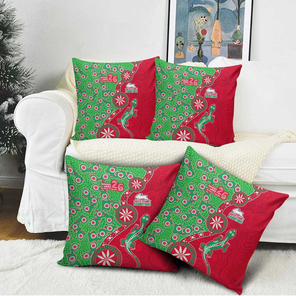 South Sydney Rabbitohs NAIDOC Week 2026 Pillow Cover Aboriginal Lizard Dot Painting - 50 Years of Deadly