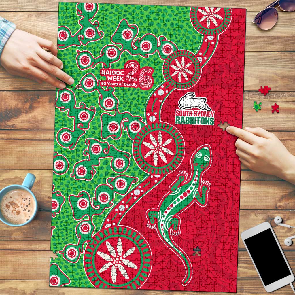 South Sydney Rabbitohs NAIDOC Week 2026 Puzzle Aboriginal Lizard Dot Painting - 50 Years of Deadly