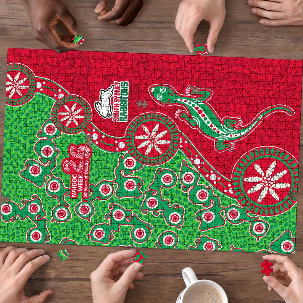South Sydney Rabbitohs NAIDOC Week 2026 Puzzle Aboriginal Lizard Dot Painting - 50 Years of Deadly
