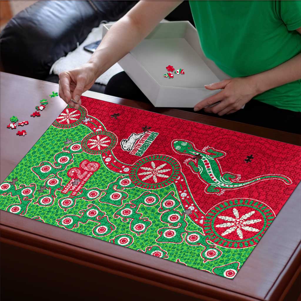 South Sydney Rabbitohs NAIDOC Week 2026 Puzzle Aboriginal Lizard Dot Painting - 50 Years of Deadly