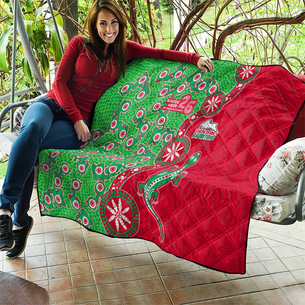 South Sydney Rabbitohs NAIDOC Week 2026 Quilt Aboriginal Lizard Dot Painting - 50 Years of Deadly