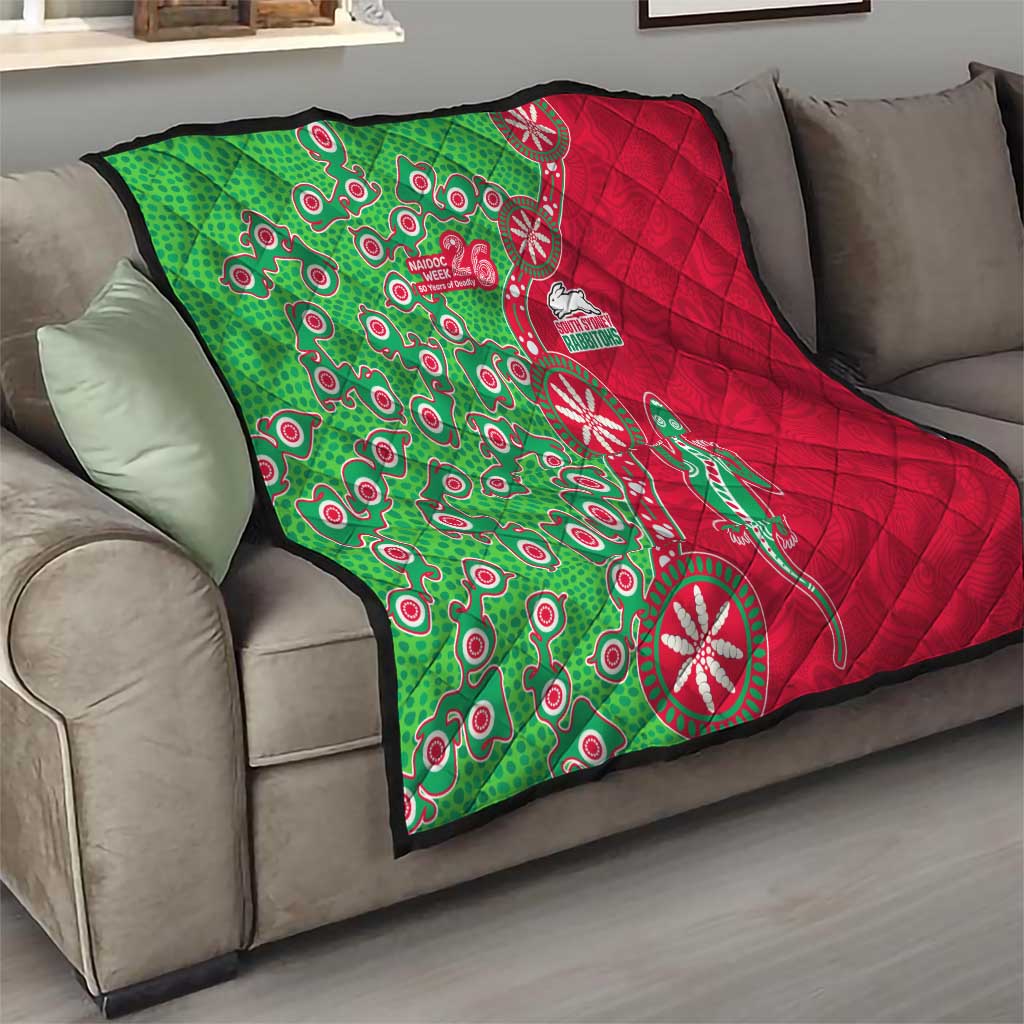 South Sydney Rabbitohs NAIDOC Week 2026 Quilt Aboriginal Lizard Dot Painting - 50 Years of Deadly