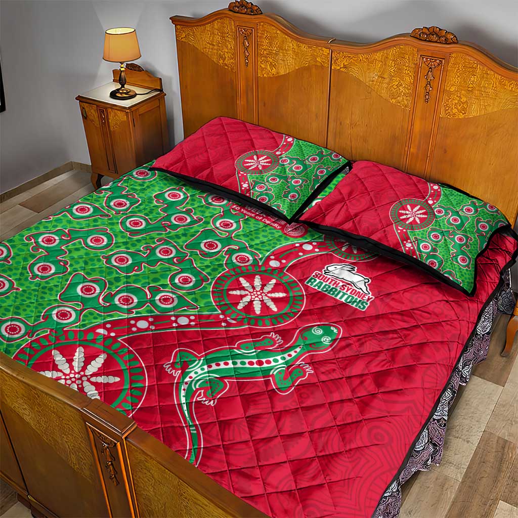 South Sydney Rabbitohs NAIDOC Week 2026 Quilt Bed Set Aboriginal Lizard Dot Painting - 50 Years of Deadly
