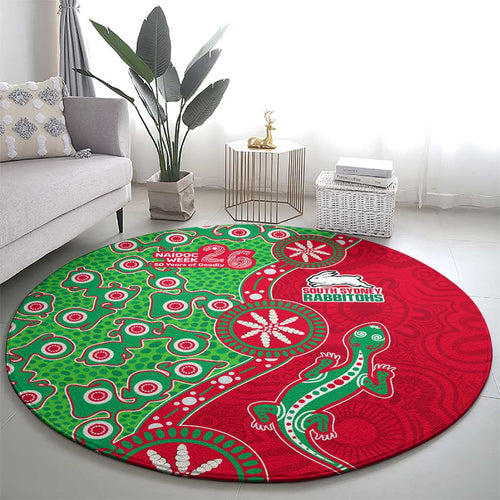 South Sydney Rabbitohs NAIDOC Week 2026 Round Carpet Aboriginal Lizard Dot Painting - 50 Years of Deadly