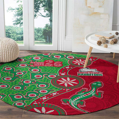 South Sydney Rabbitohs NAIDOC Week 2026 Round Carpet Aboriginal Lizard Dot Painting - 50 Years of Deadly