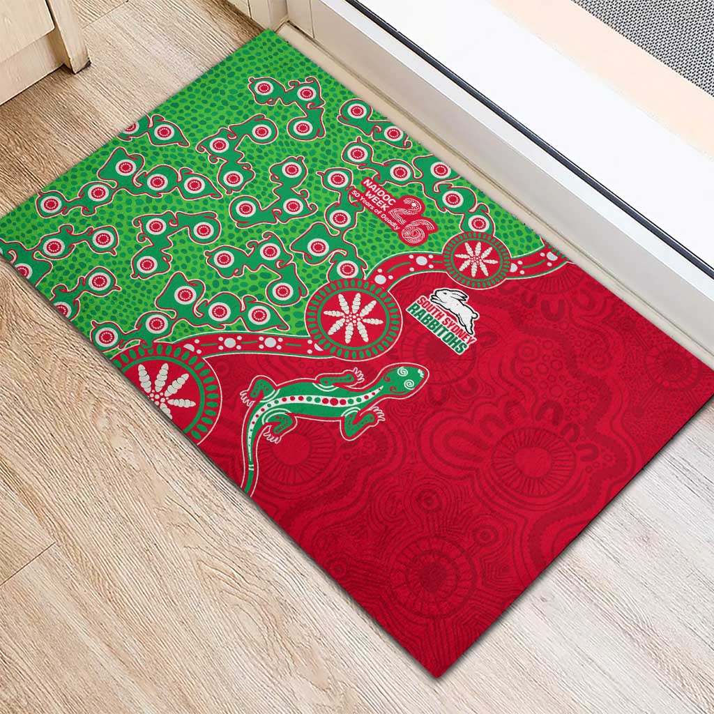 South Sydney Rabbitohs NAIDOC Week 2026 Rubber Doormat Aboriginal Lizard Dot Painting - 50 Years of Deadly