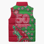 South Sydney Rabbitohs NAIDOC Week 2026 Sleeveless Puffer Jacket Aboriginal Lizard Dot Painting - 50 Years of Deadly
