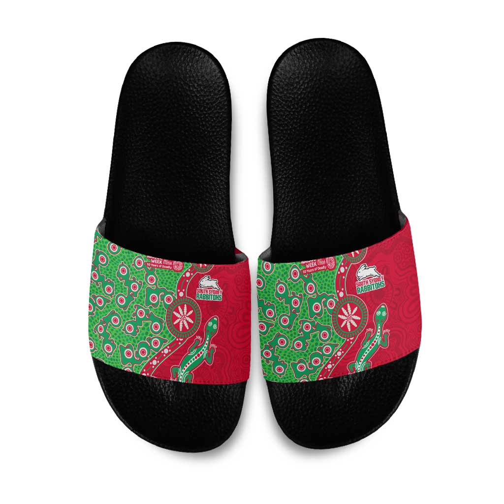 South Sydney Rabbitohs NAIDOC Week 2026 Slide Sandals Aboriginal Lizard Dot Painting - 50 Years of Deadly