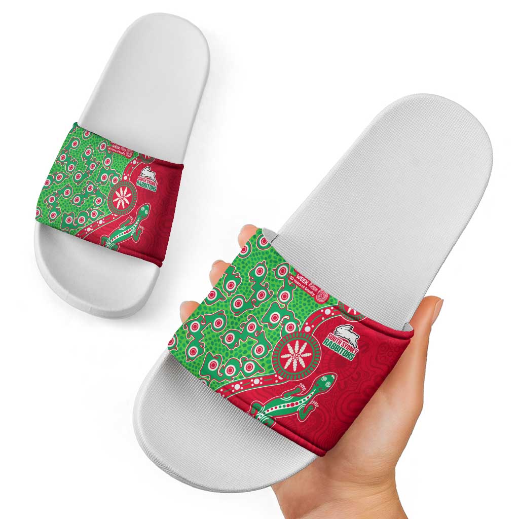 South Sydney Rabbitohs NAIDOC Week 2026 Slide Sandals Aboriginal Lizard Dot Painting - 50 Years of Deadly