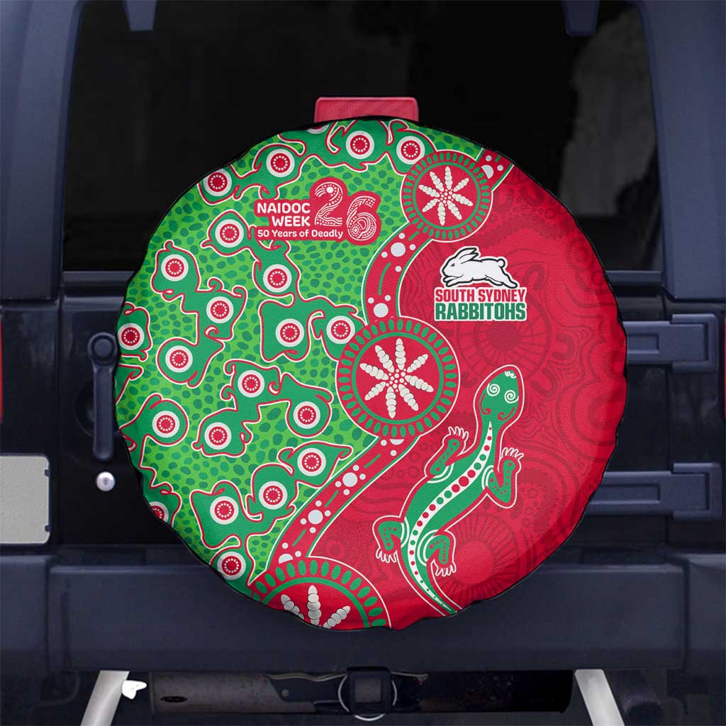South Sydney Rabbitohs NAIDOC Week 2026 Spare Tire Cover Aboriginal Lizard Dot Painting - 50 Years of Deadly