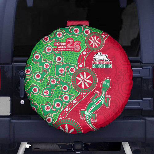 South Sydney Rabbitohs NAIDOC Week 2026 Spare Tire Cover Aboriginal Lizard Dot Painting - 50 Years of Deadly