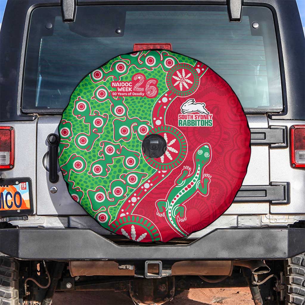 South Sydney Rabbitohs NAIDOC Week 2026 Spare Tire Cover Aboriginal Lizard Dot Painting - 50 Years of Deadly