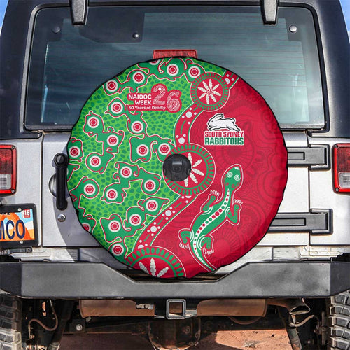 South Sydney Rabbitohs NAIDOC Week 2026 Spare Tire Cover Aboriginal Lizard Dot Painting - 50 Years of Deadly