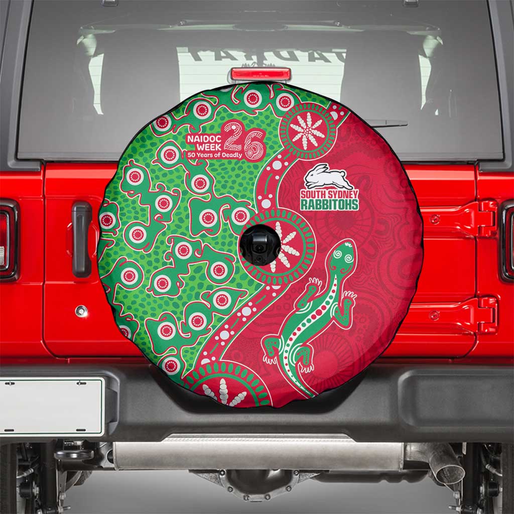 South Sydney Rabbitohs NAIDOC Week 2026 Spare Tire Cover Aboriginal Lizard Dot Painting - 50 Years of Deadly