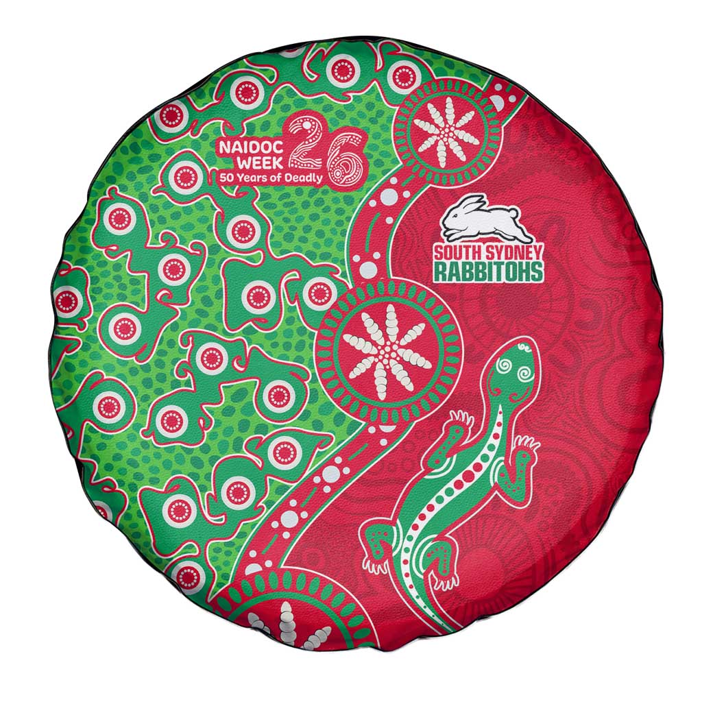 South Sydney Rabbitohs NAIDOC Week 2026 Spare Tire Cover Aboriginal Lizard Dot Painting - 50 Years of Deadly