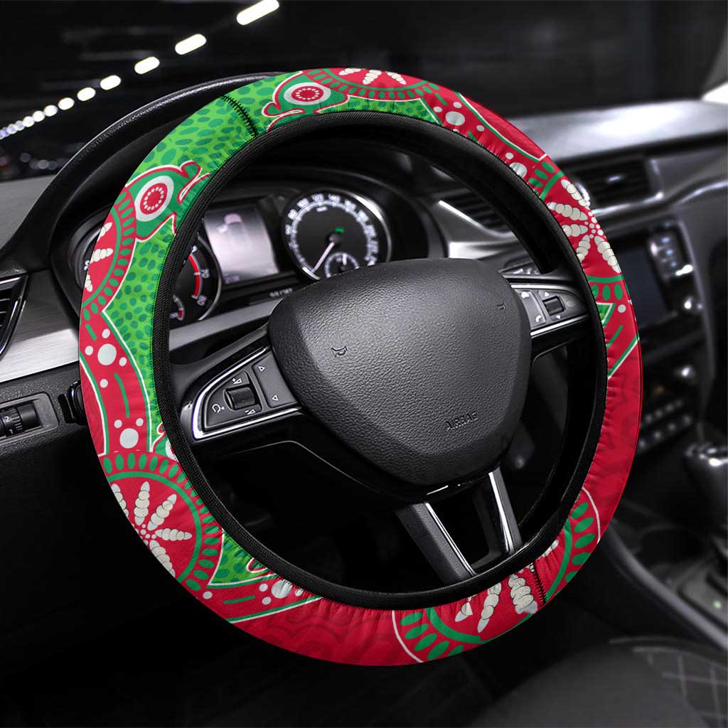 South Sydney Rabbitohs NAIDOC Week 2026 Steering Wheel Cover Aboriginal Lizard Dot Painting - 50 Years of Deadly