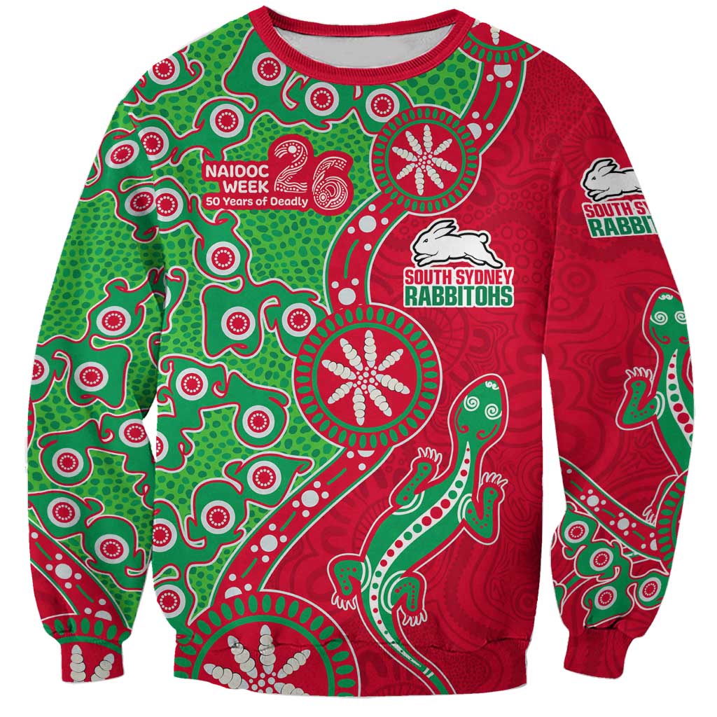 South Sydney Rabbitohs NAIDOC Week 2026 Sweatshirt Aboriginal Lizard Dot Painting - 50 Years of Deadly