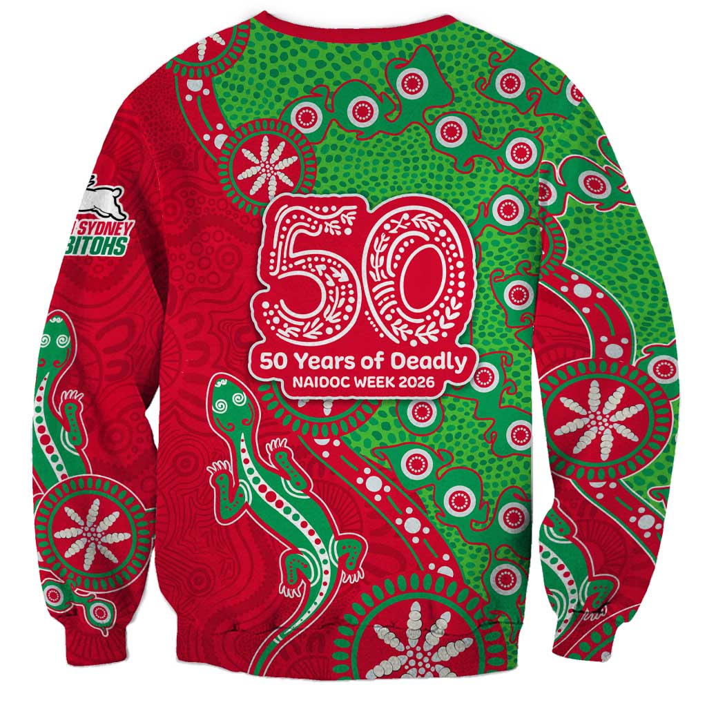 South Sydney Rabbitohs NAIDOC Week 2026 Sweatshirt Aboriginal Lizard Dot Painting - 50 Years of Deadly