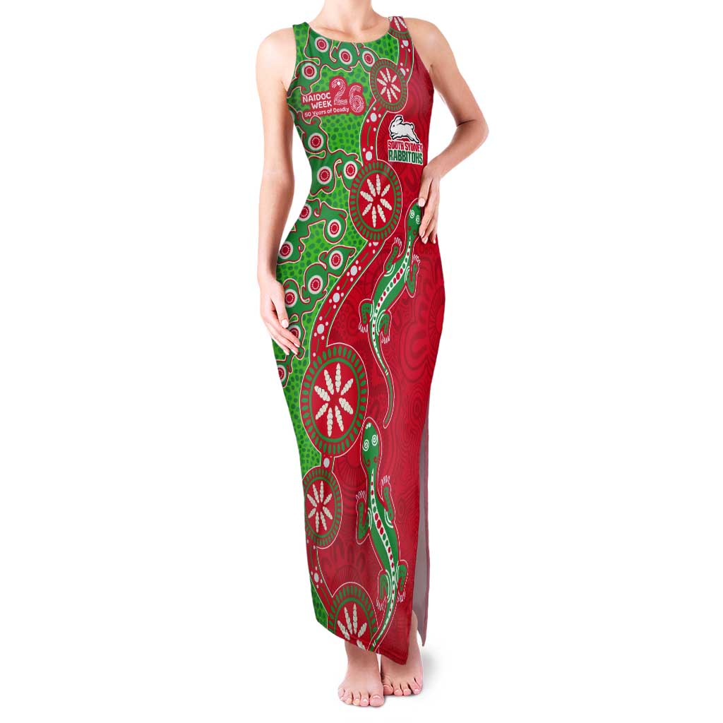 South Sydney Rabbitohs NAIDOC Week 2026 Tank Maxi Dress Aboriginal Lizard Dot Painting - 50 Years of Deadly