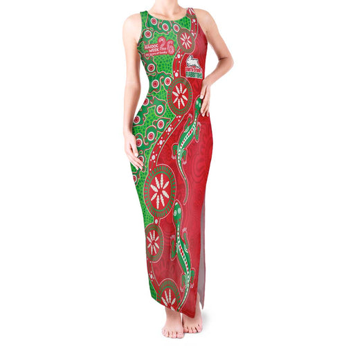 South Sydney Rabbitohs NAIDOC Week 2026 Tank Maxi Dress Aboriginal Lizard Dot Painting - 50 Years of Deadly