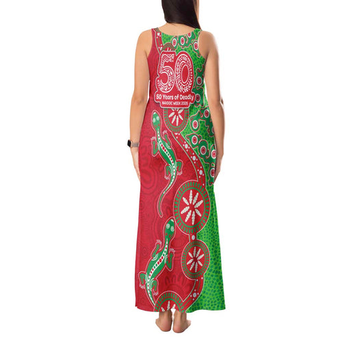 South Sydney Rabbitohs NAIDOC Week 2026 Tank Maxi Dress Aboriginal Lizard Dot Painting - 50 Years of Deadly
