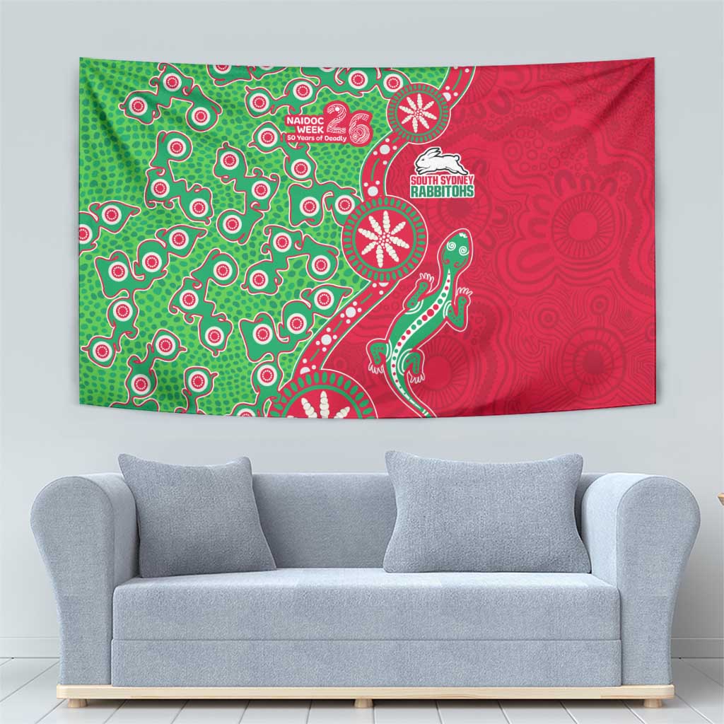 South Sydney Rabbitohs NAIDOC Week 2026 Tapestry Aboriginal Lizard Dot Painting - 50 Years of Deadly