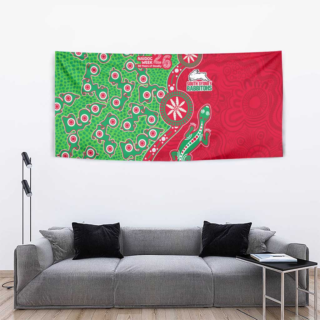 South Sydney Rabbitohs NAIDOC Week 2026 Tapestry Aboriginal Lizard Dot Painting - 50 Years of Deadly