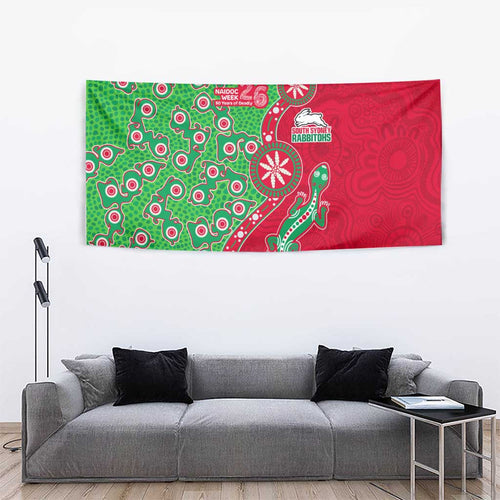South Sydney Rabbitohs NAIDOC Week 2026 Tapestry Aboriginal Lizard Dot Painting - 50 Years of Deadly