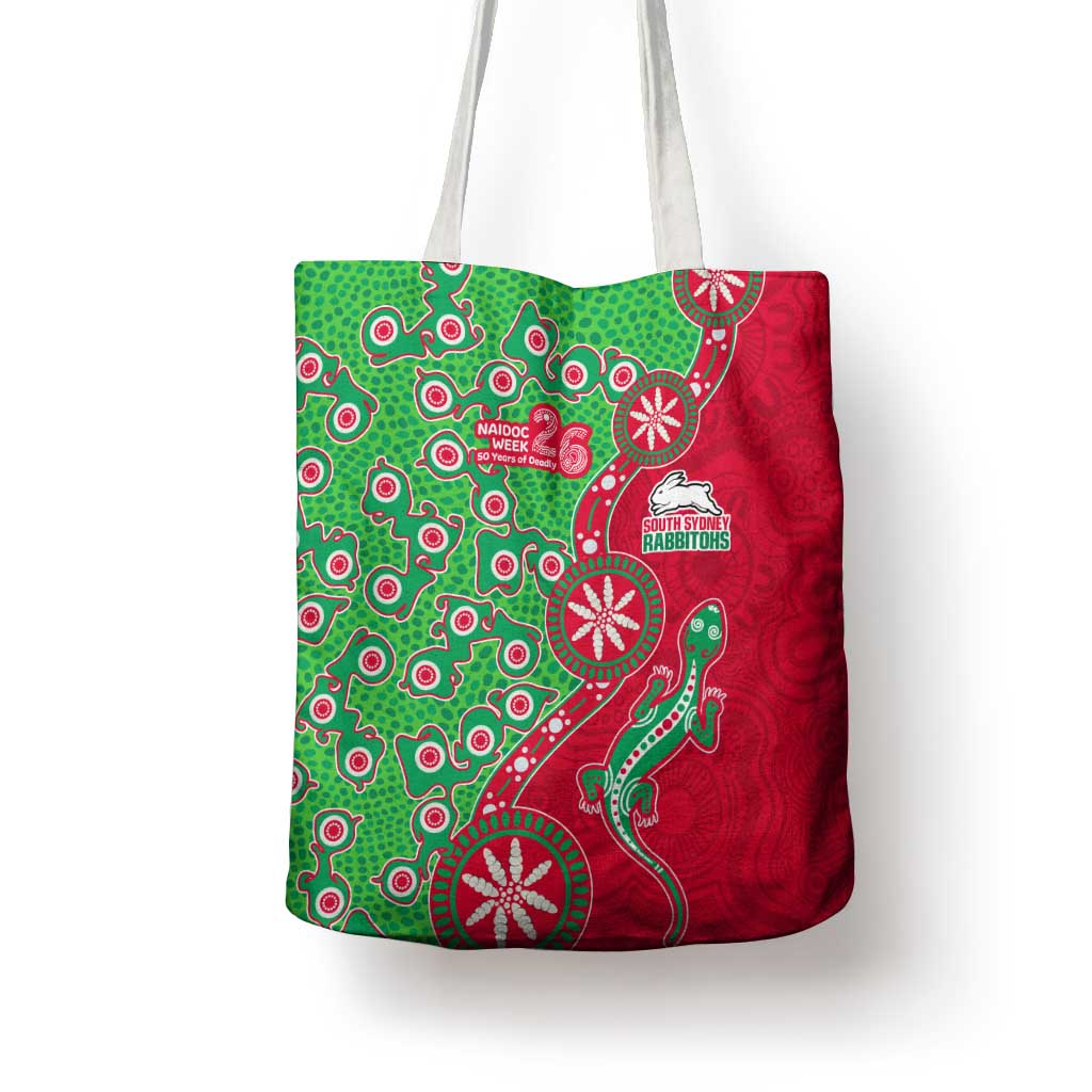 South Sydney Rabbitohs NAIDOC Week 2026 Tote Bag Aboriginal Lizard Dot Painting - 50 Years of Deadly