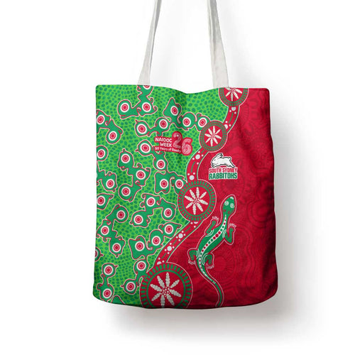 South Sydney Rabbitohs NAIDOC Week 2026 Tote Bag Aboriginal Lizard Dot Painting - 50 Years of Deadly