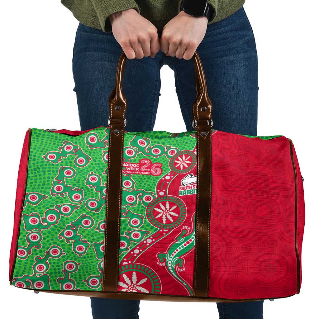 South Sydney Rabbitohs NAIDOC Week 2026 Travel Bag Aboriginal Lizard Dot Painting - 50 Years of Deadly