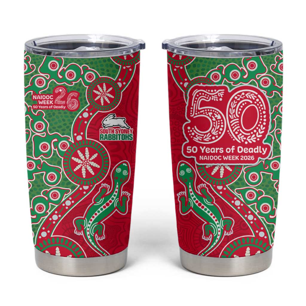 South Sydney Rabbitohs NAIDOC Week 2026 Tumbler Cup Aboriginal Lizard Dot Painting - 50 Years of Deadly