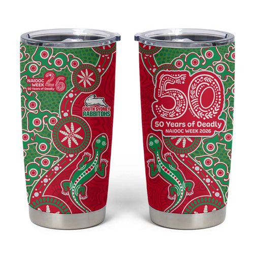 South Sydney Rabbitohs NAIDOC Week 2026 Tumbler Cup Aboriginal Lizard Dot Painting - 50 Years of Deadly