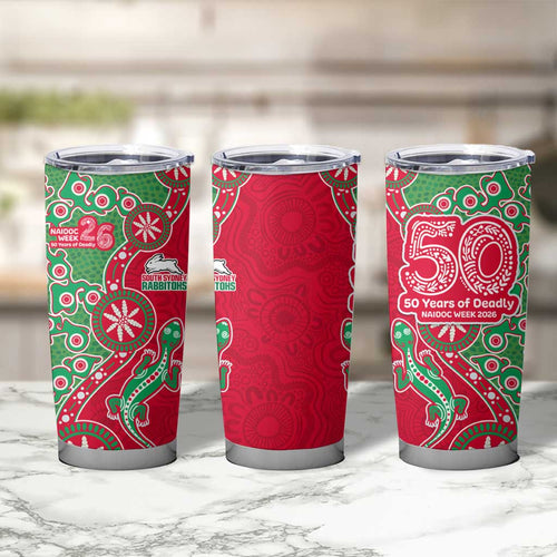 South Sydney Rabbitohs NAIDOC Week 2026 Tumbler Cup Aboriginal Lizard Dot Painting - 50 Years of Deadly
