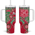 South Sydney Rabbitohs NAIDOC Week 2026 Tumbler With Handle Aboriginal Lizard Dot Painting - 50 Years of Deadly