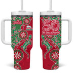 South Sydney Rabbitohs NAIDOC Week 2026 Tumbler With Handle Aboriginal Lizard Dot Painting - 50 Years of Deadly