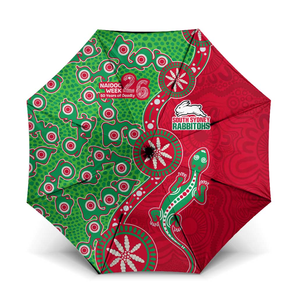 South Sydney Rabbitohs NAIDOC Week 2026 Umbrella Aboriginal Lizard Dot Painting - 50 Years of Deadly