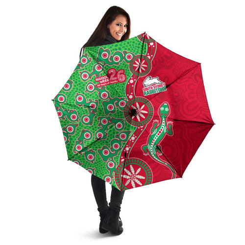 South Sydney Rabbitohs NAIDOC Week 2026 Umbrella Aboriginal Lizard Dot Painting - 50 Years of Deadly