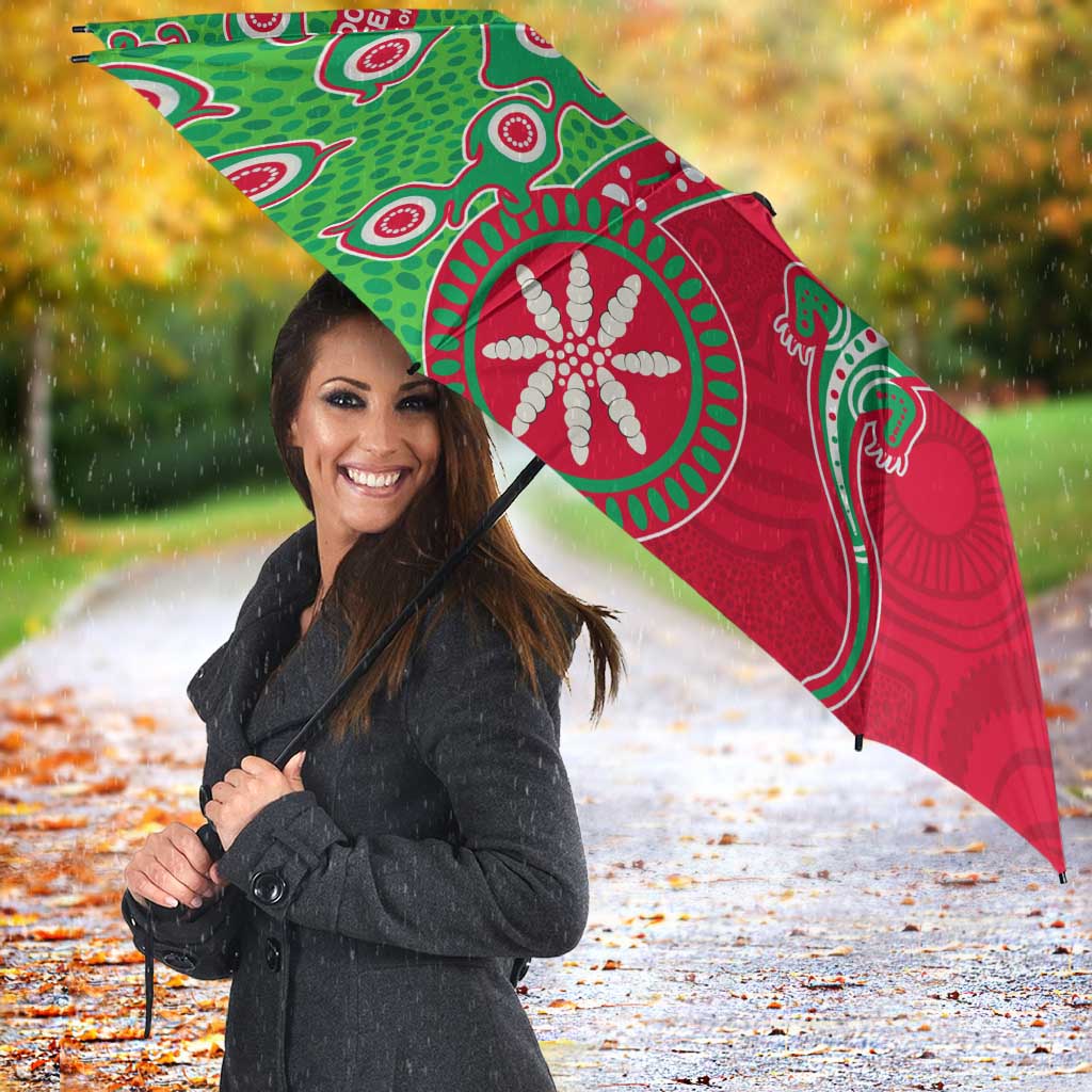 South Sydney Rabbitohs NAIDOC Week 2026 Umbrella Aboriginal Lizard Dot Painting - 50 Years of Deadly